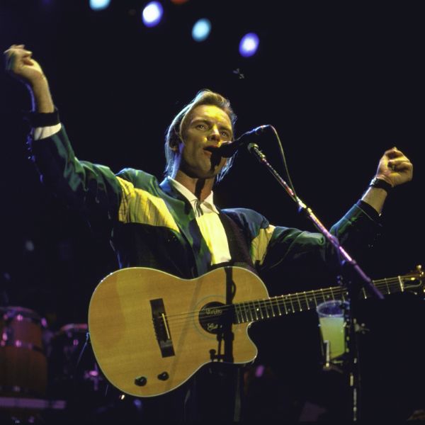 Rock musician Sting performing during Amnesty International's Human Rights Now! concert tour. (Photo by William F. Campbell/Getty Images)