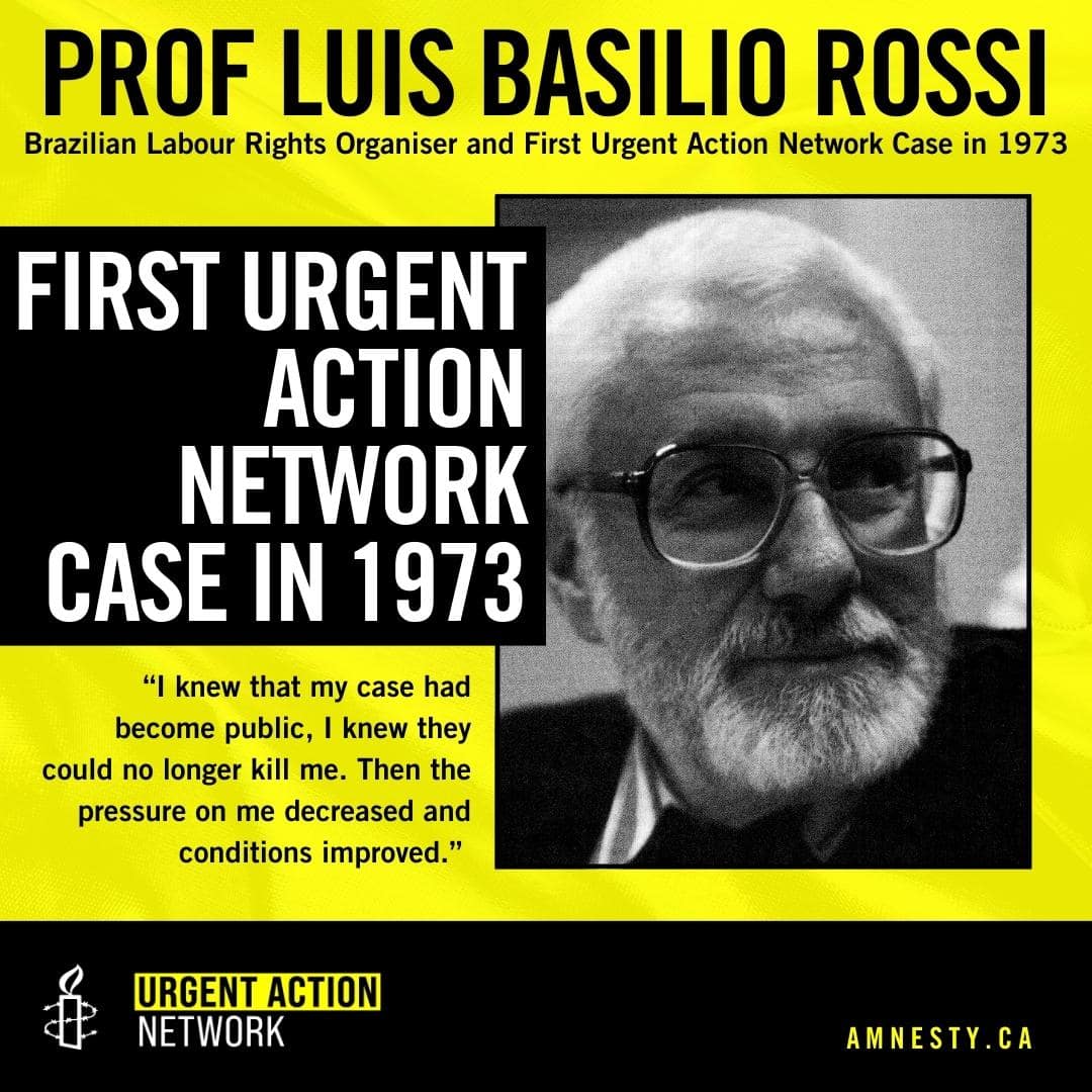 Urgent Action Graphic of Professor Luis Basilio Rossi