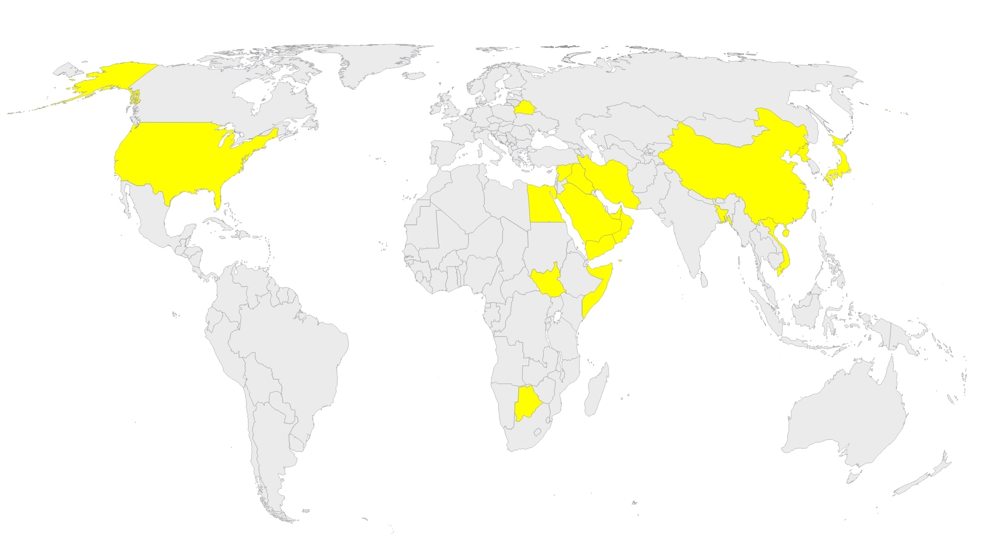 Map showing countries with the death penalty in 2021