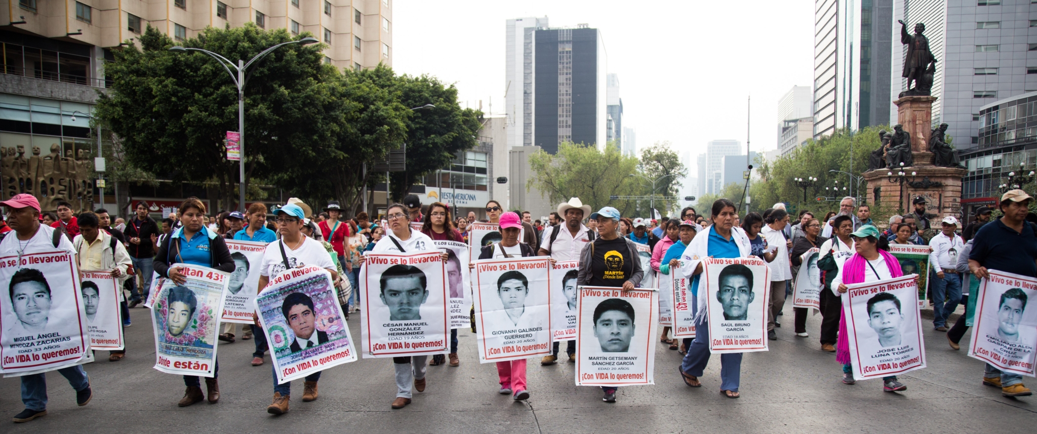 A march by families of the 43 disappeared students of Ayotzinapa