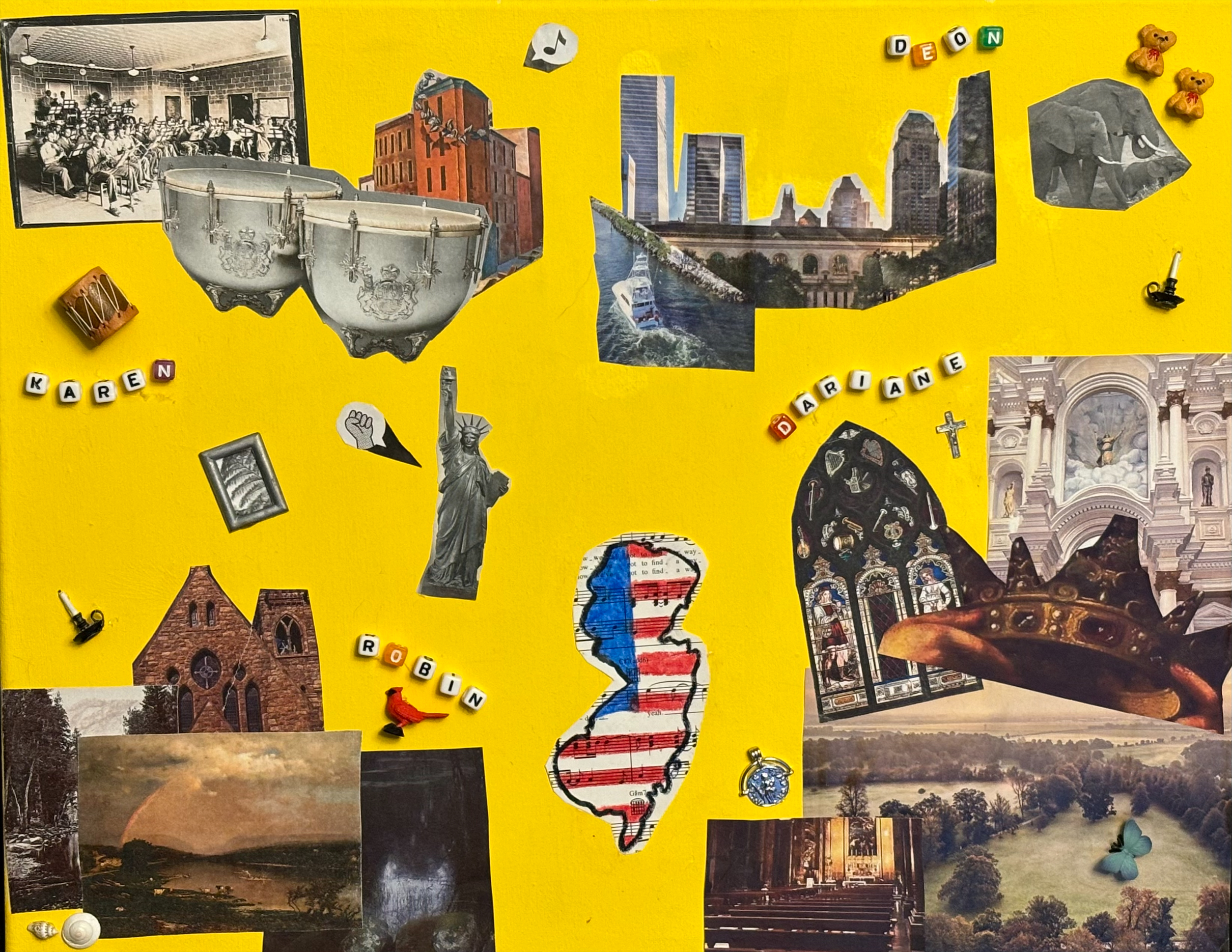 ‘Outside Walls’ is an art piece created by Jasmin Smith and it speaks to the freedom of the everyday world, and the liberty of being able to create identify and belonging in spite of societal obstacles. The images represent Rocky’s personal world, such as his children, his faith, music, things that the carceral system will never be able to erase.  