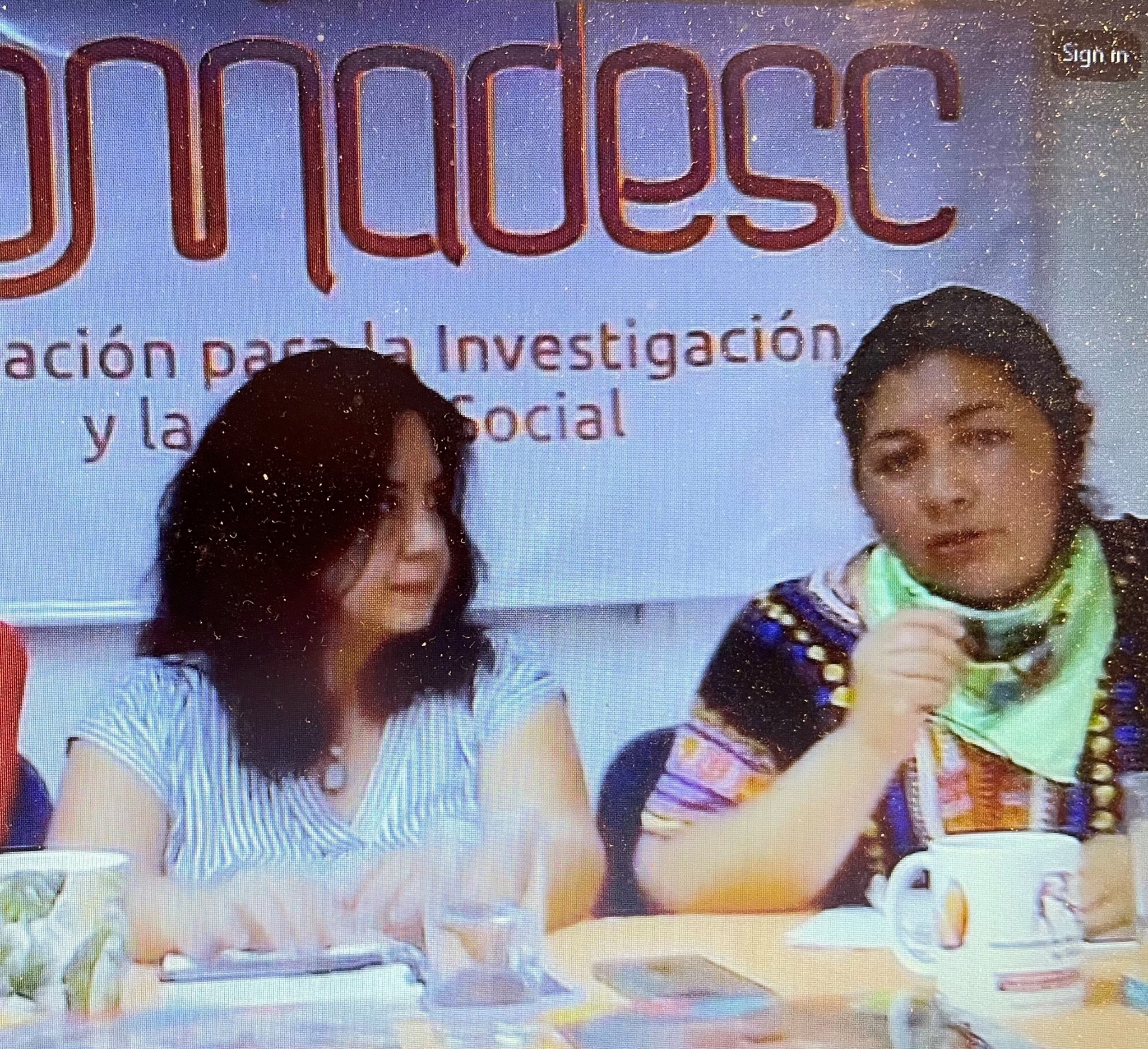 Yudy Campo speaks at the meeting with Canada's Ambassador for Women, Peace and Security.