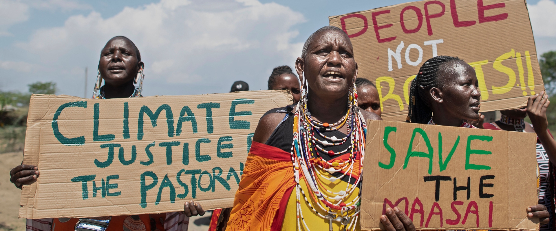 Women from the Masai community take part in a Global Climate Strike organized by Fridays For Future, to demand climate reparations and action from world leaders and take genuine climate action. Photo by Tony Karumba/AFP via Getty Images.