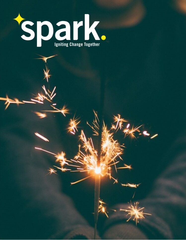 Spark Newsletter with a sparkler in someone's hands