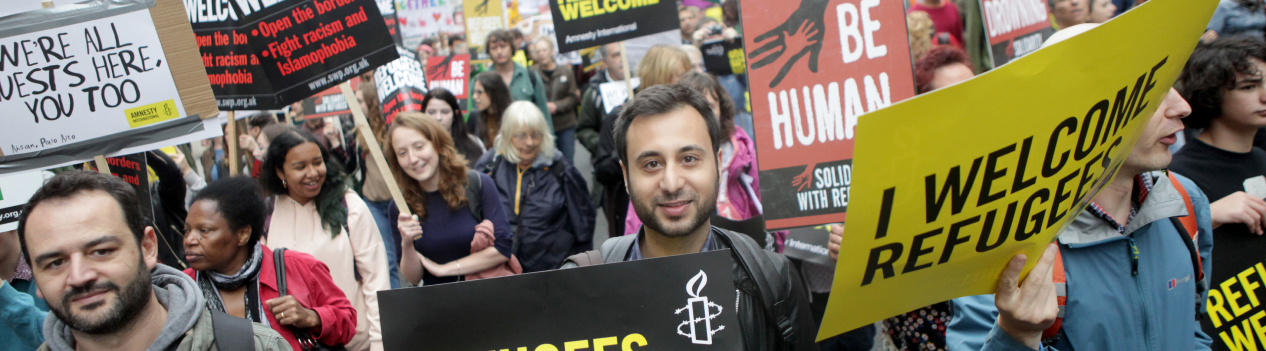 Refugees Welcome march organised by Amnesty International UK in partnership with Solidarity with Refugees and more than 40 other UK organisations. 30,000 people attended the march calling on the UK government to do more in response to the global refugee crisis ahead of the UNGA summit on refugees and migrants on September 19, 2016.