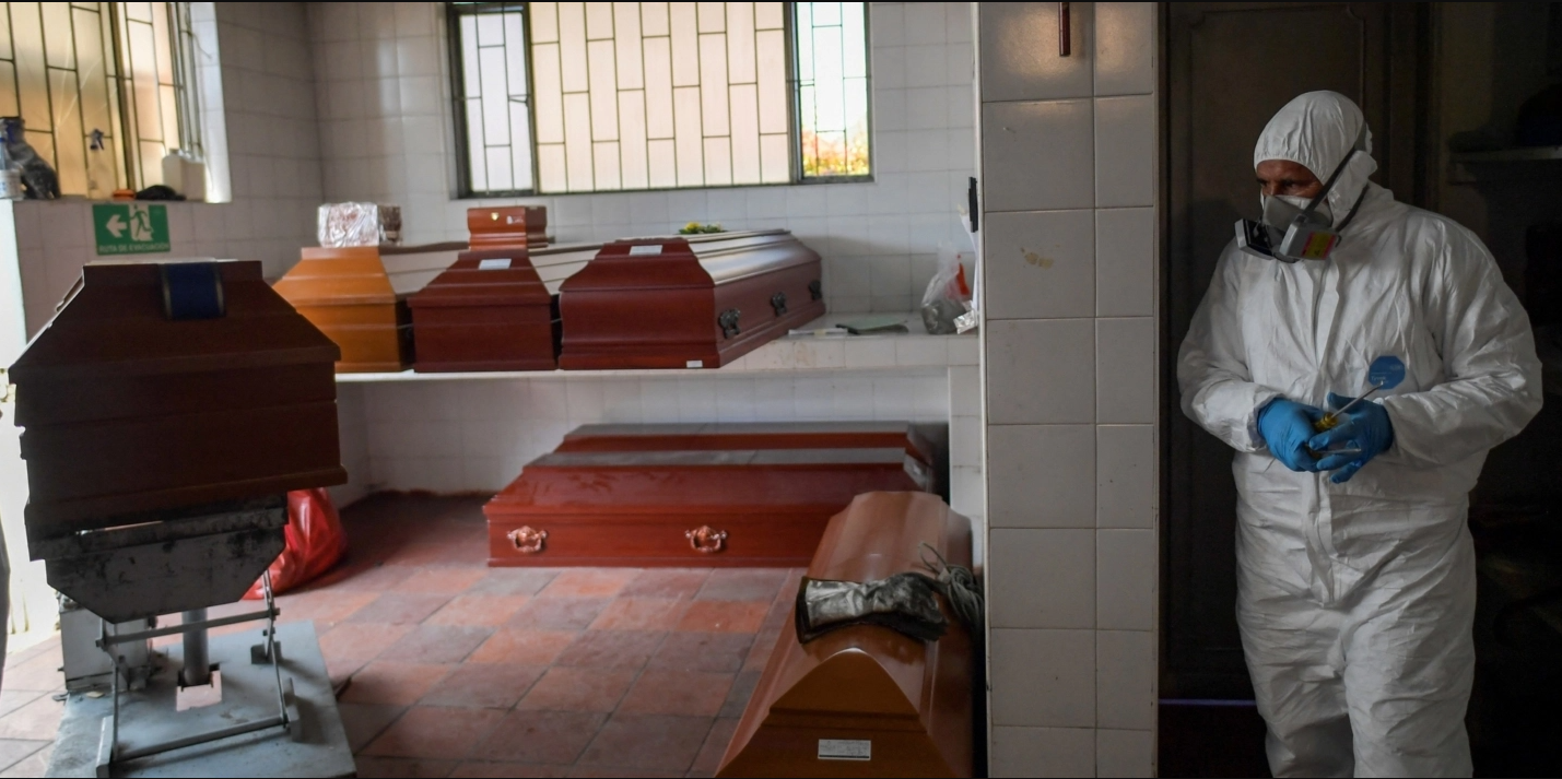 Coffins in a morgue