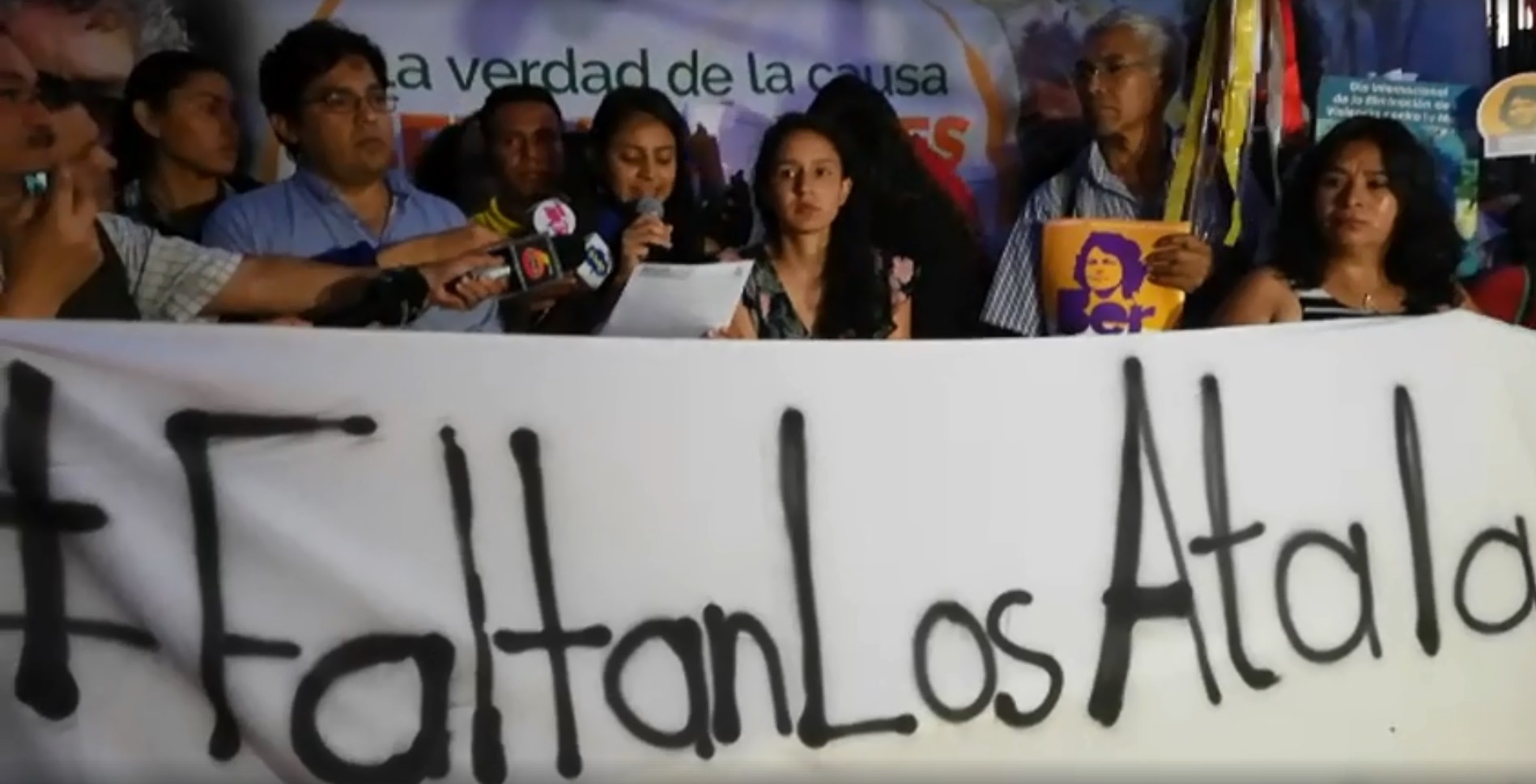 Berta's family at a press conference