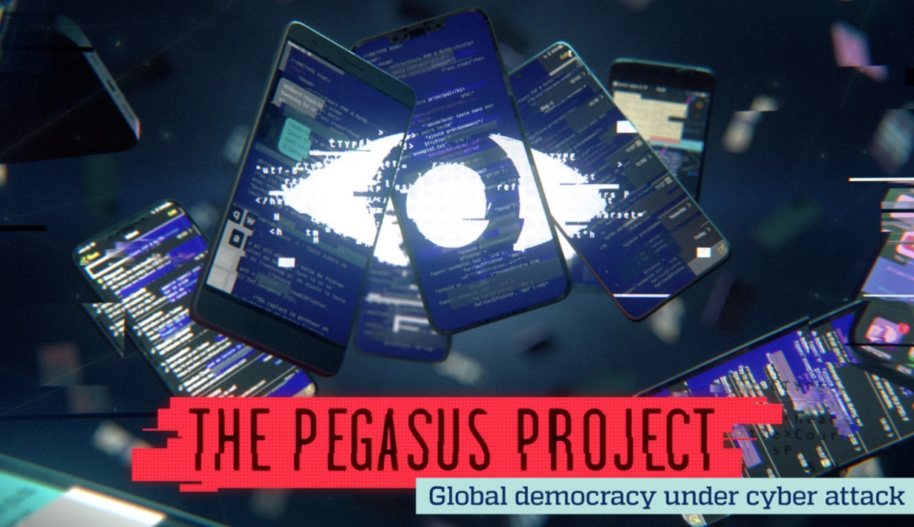 Graphic illustrating Amnesty's Pegasus spyware investigation, The Pegasus Project