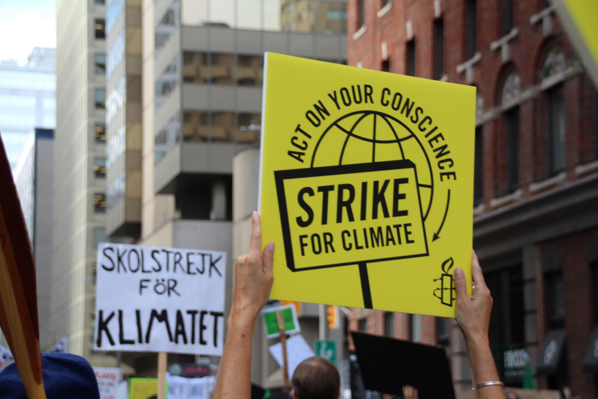 sign that reads Strike for Climate