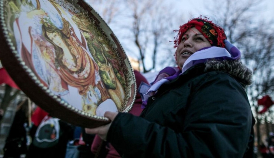 People participate in a rally to commemorate the International Women's Day in Montreal, Canada, on March 8, 2017. International Women's Day is celebrated globally on 08 March to promote women's rights and equality. (Photo by Amru Salahuddien/Anadolu Agency/Getty Images)