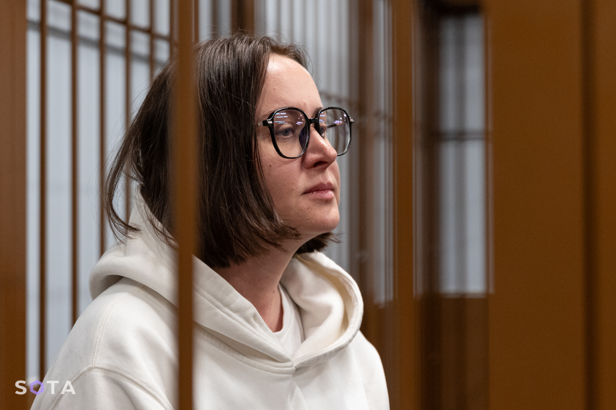 Russian playwright Svetlana Petriychuk in the court room