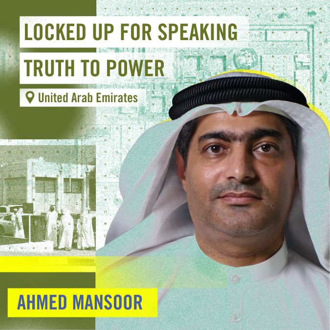 "Locked up for speaking truth to power" Ahmed Mansoor, UAE
