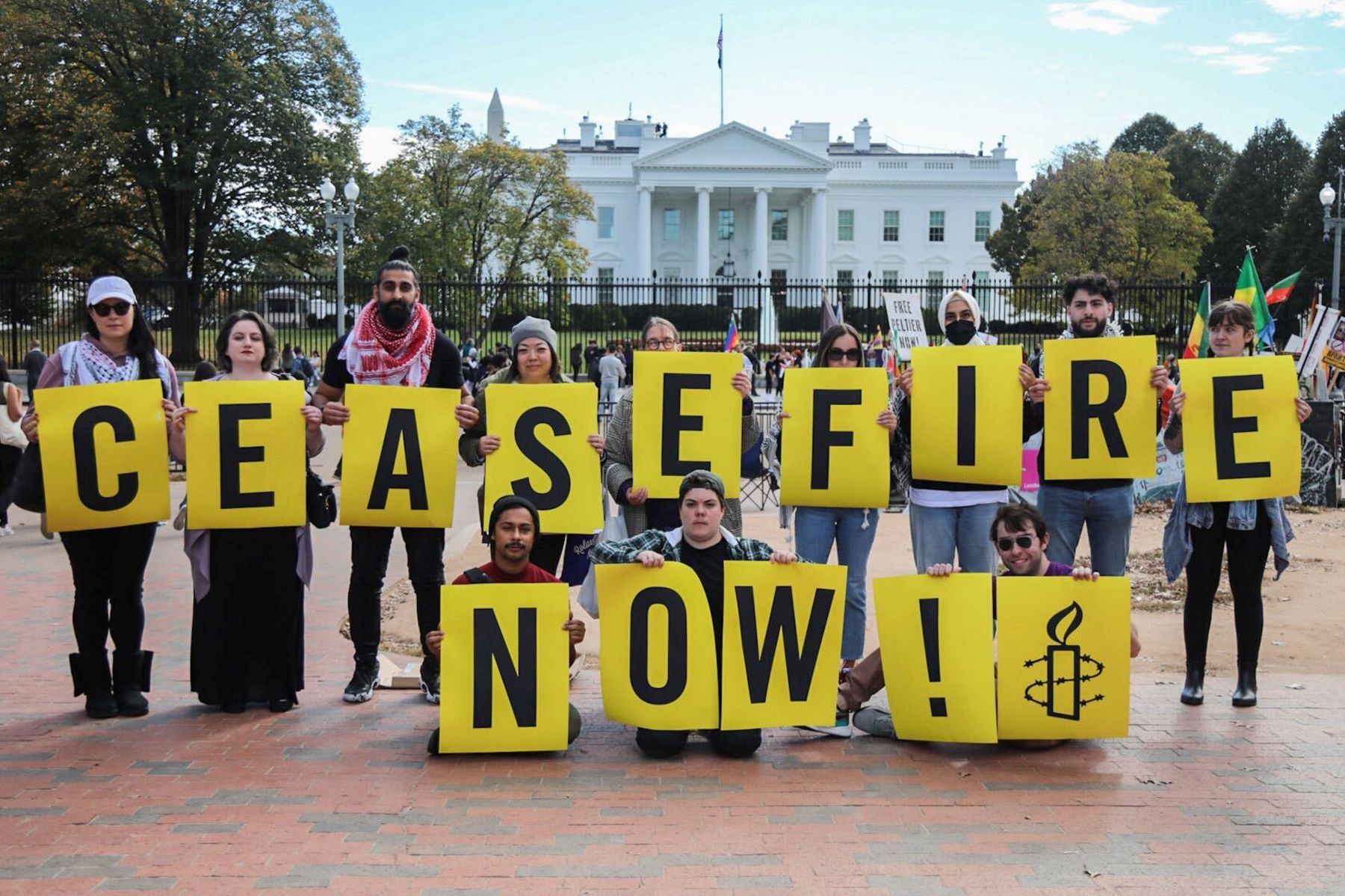 AIUSA members call on the United States to support an immediate ceasefire by all parties in the occupied Gaza strip and Israel