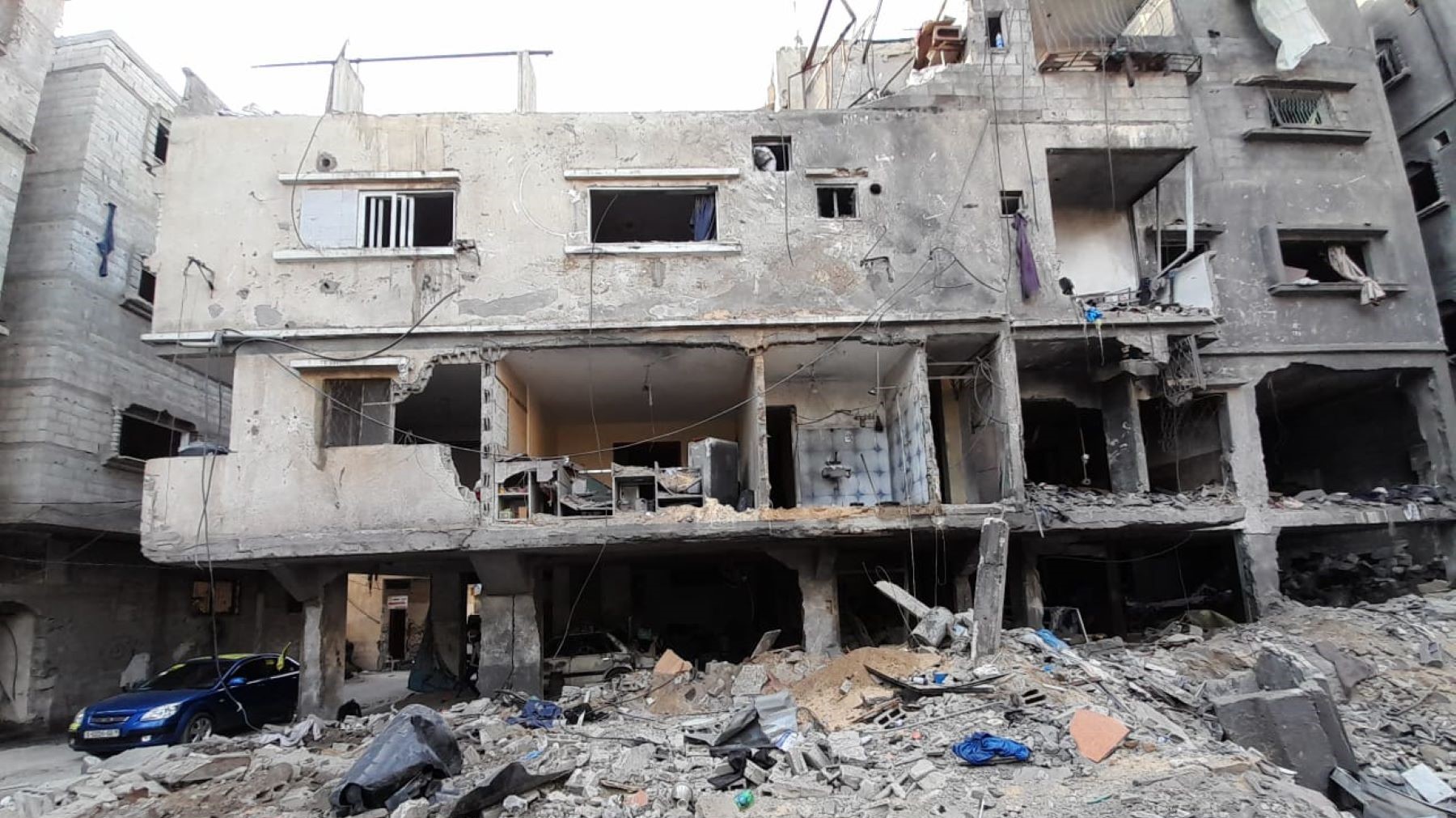 Damage caused to the Abu Mu’eileq family home by air strikes in Gaza. Photo by Amnesty International.