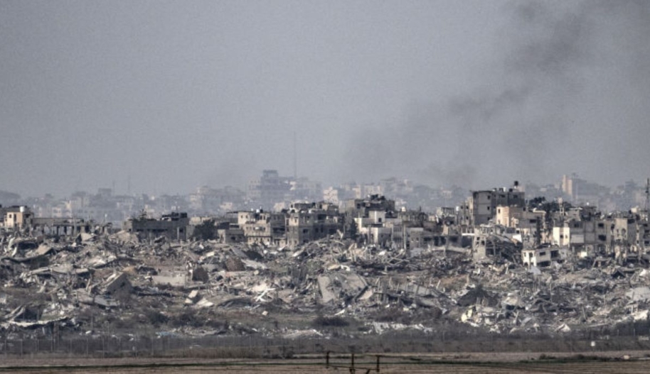 Smoke rising from the buildings in Gaza after Israeli attacks is seen from Israel on January 17, 2024. Photo by Mostafa Alkharouf/Anadolu via Getty Images