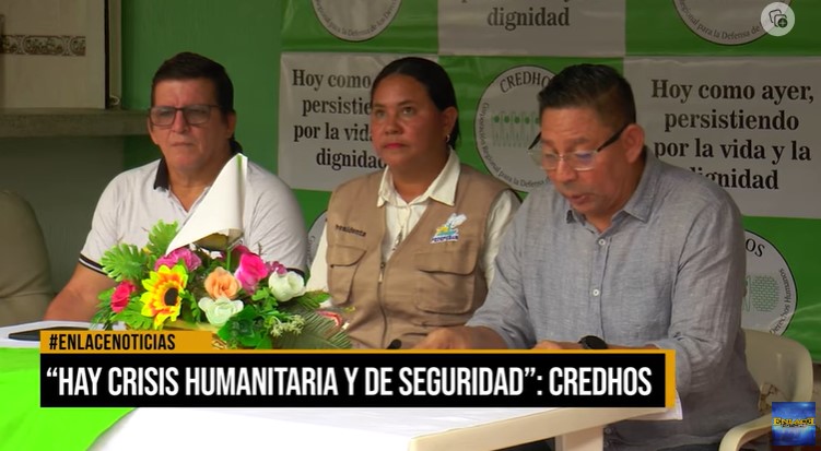 Defenders of CREDHOS and FEDEPESAN at a press conference to make public the death threats they have received
