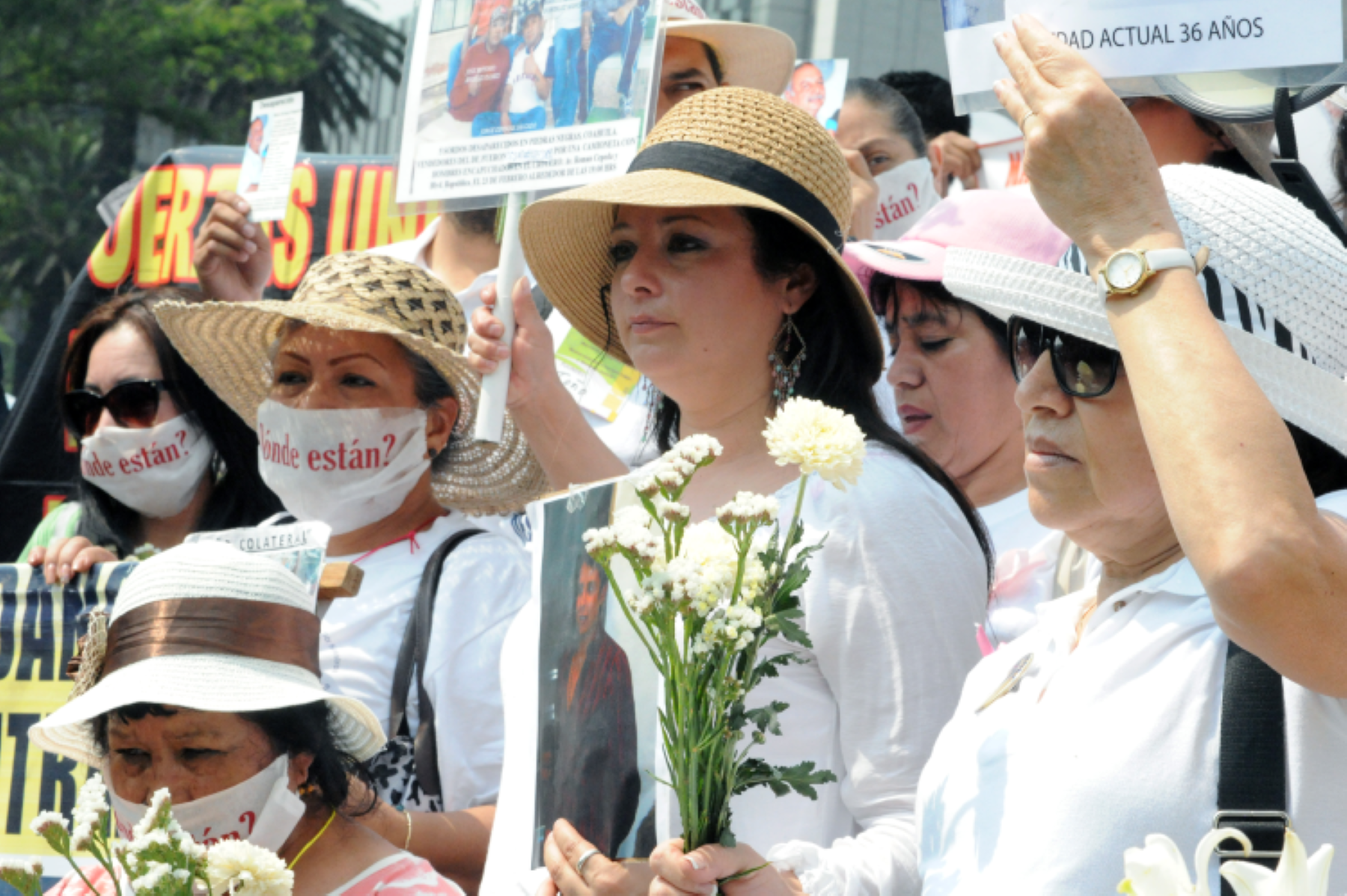 Mothers of the disappeared take part in a public demonstration in Mexico City, with masks that say: “Where are they?”. Photo: Ricardo Ramírez Arriola for Amnesty International.
