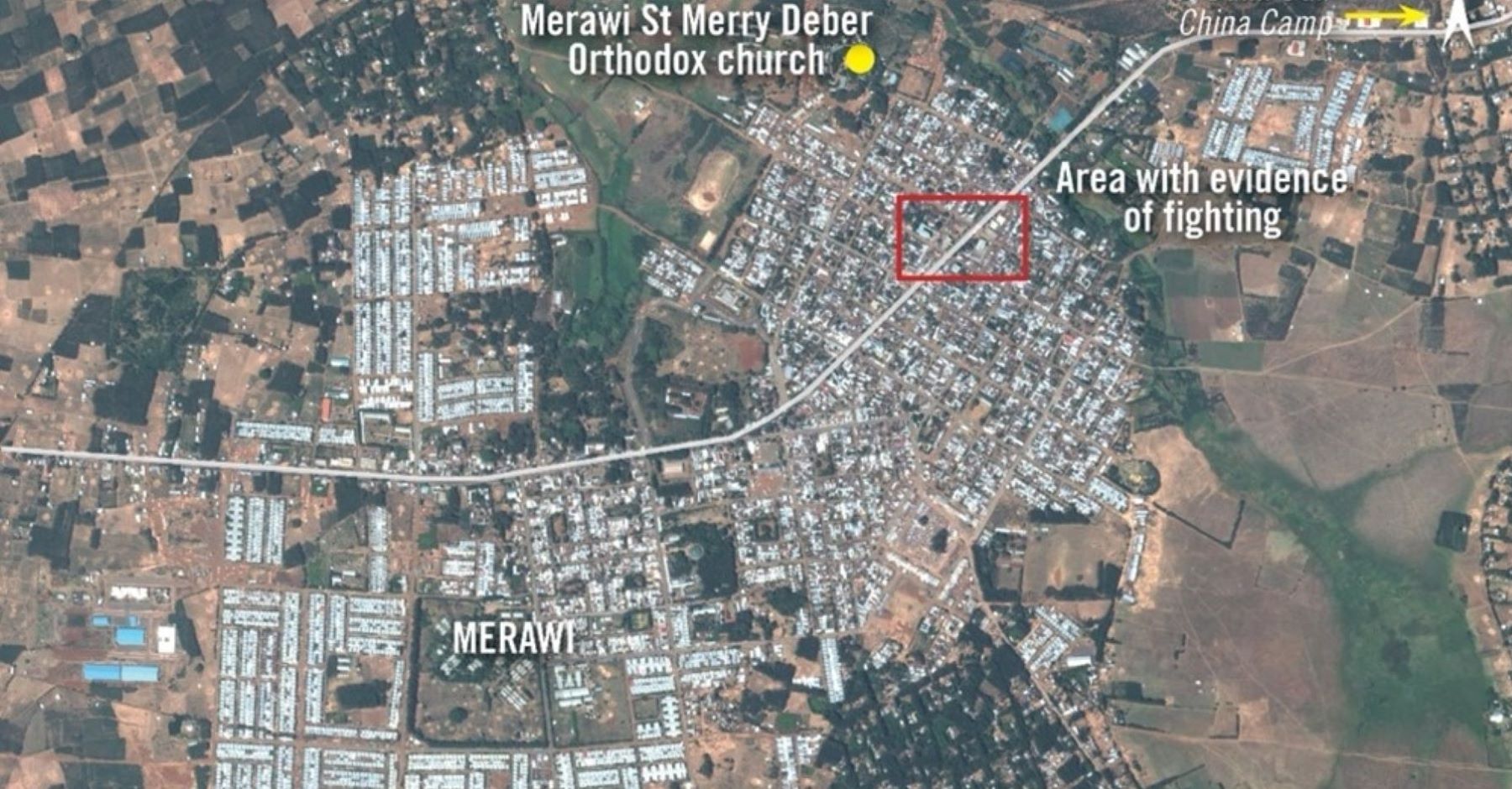 aerial image of Merawi by Planet Labs Inc