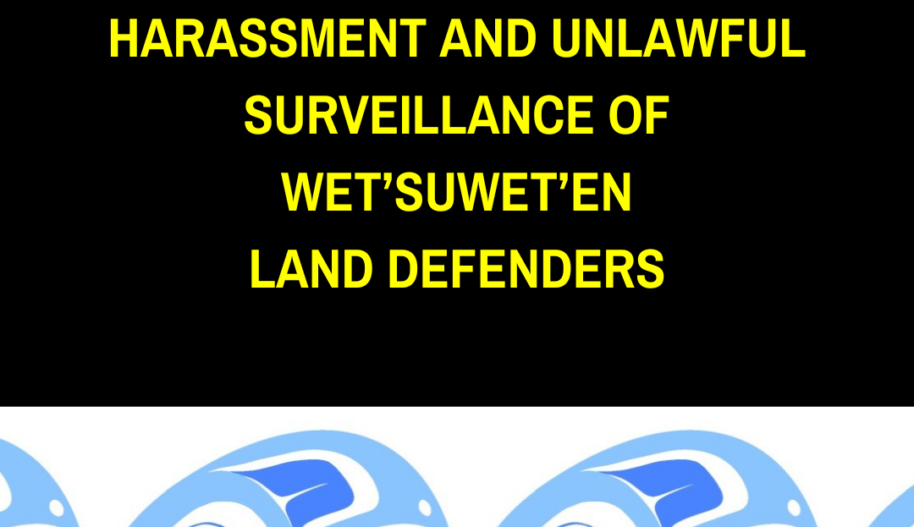 Stop the criminalization, harassment and unlawful surveillance of Wet'suwet'en land defenders