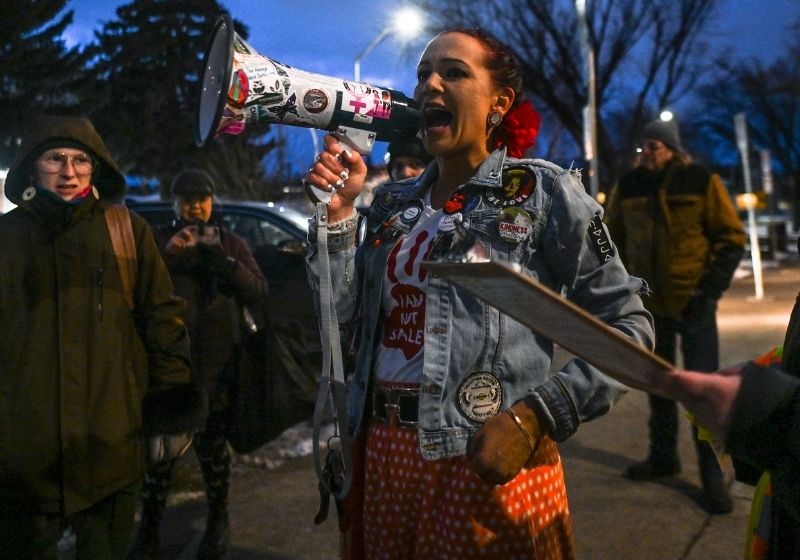 Woman protesting at Women's Memorial March