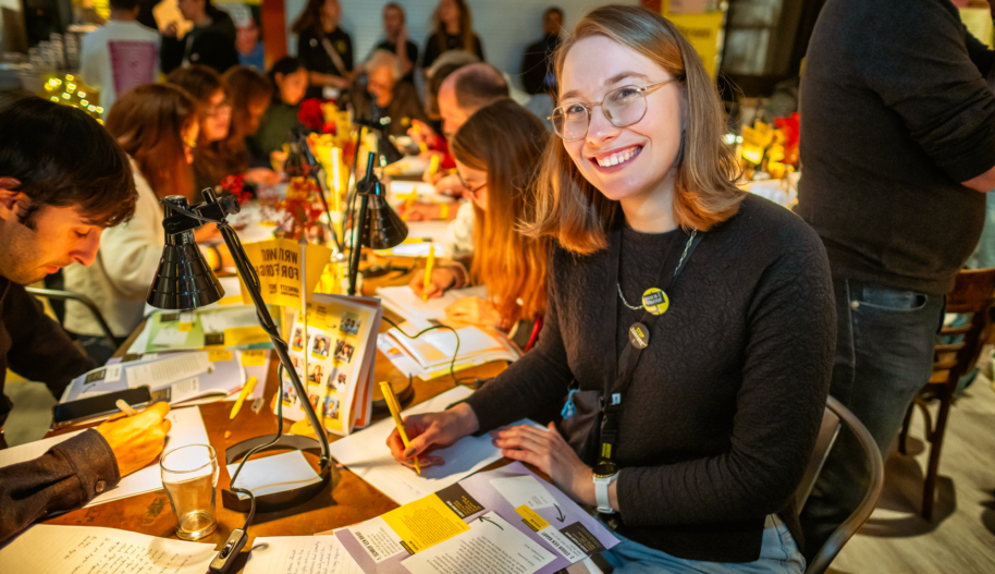 Amnesty Netherlands supporters and members take part in Write for Rights events at the organisations Amsterdam office, 10 December 2023