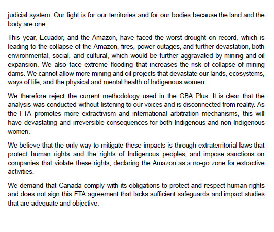 image of page 2 of the Statement by Amazonian Women Defenders of the Forest