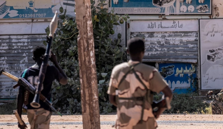 Sudanese army soldiers patrol an area in Khartoum North on November 3, 2024. Photo by AMAURY FALT-BROWN/AFP via Getty Images.