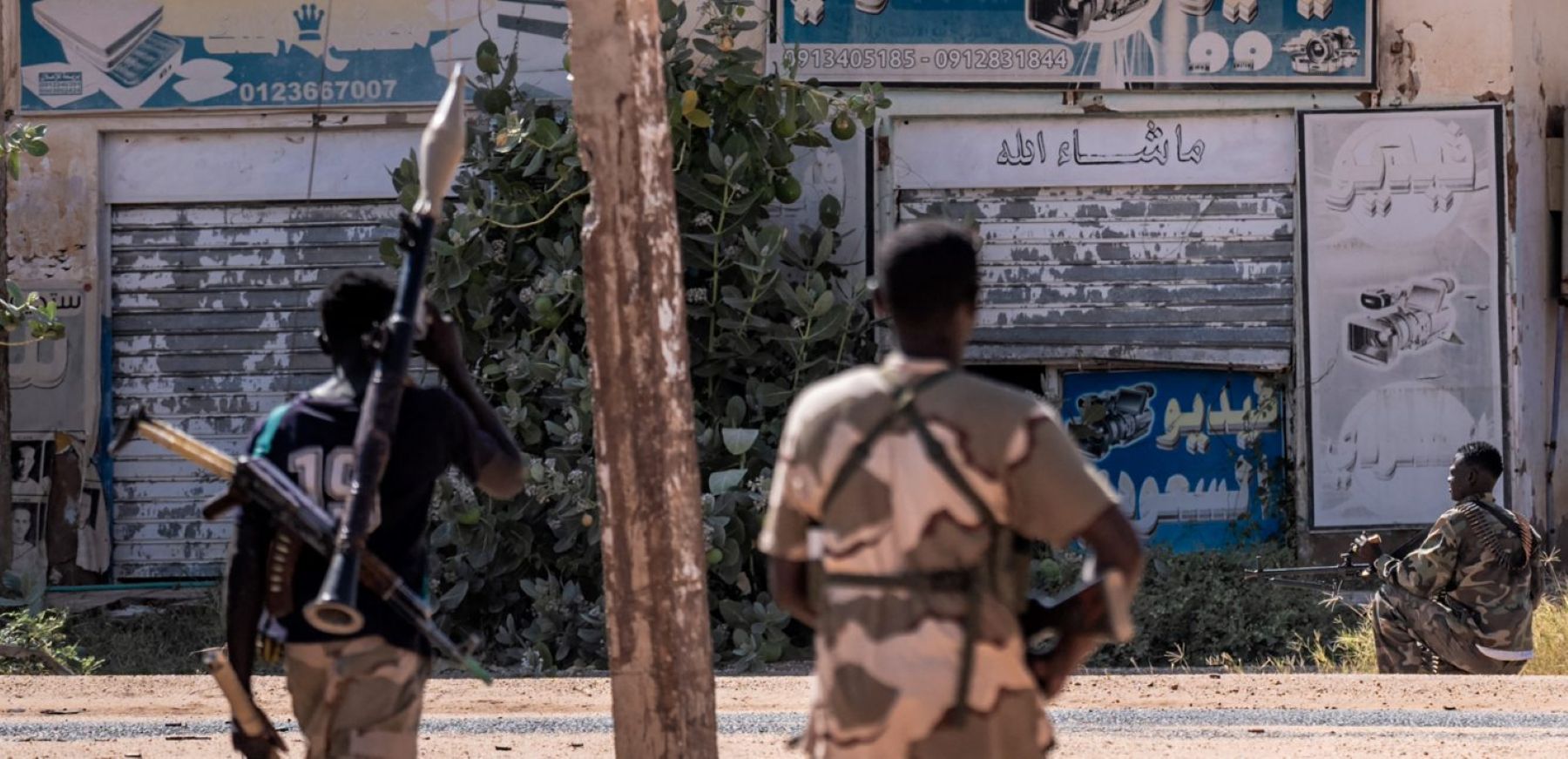 Sudanese army soldiers patrol an area in Khartoum North on November 3, 2024. Photo by AMAURY FALT-BROWN/AFP via Getty Images.