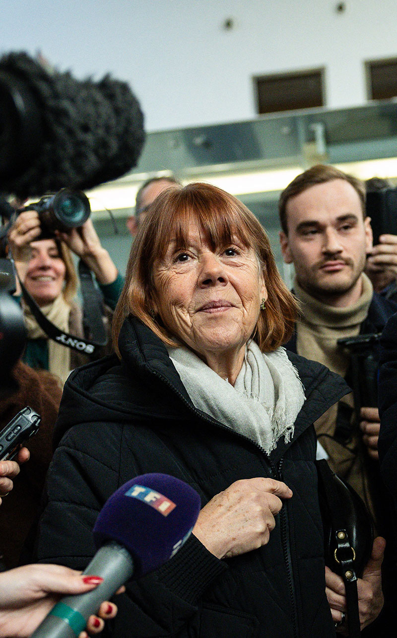 Gisele Pelicot and one of her lawyers Stephane Babonneau (R) leave the Avignon courthouse.