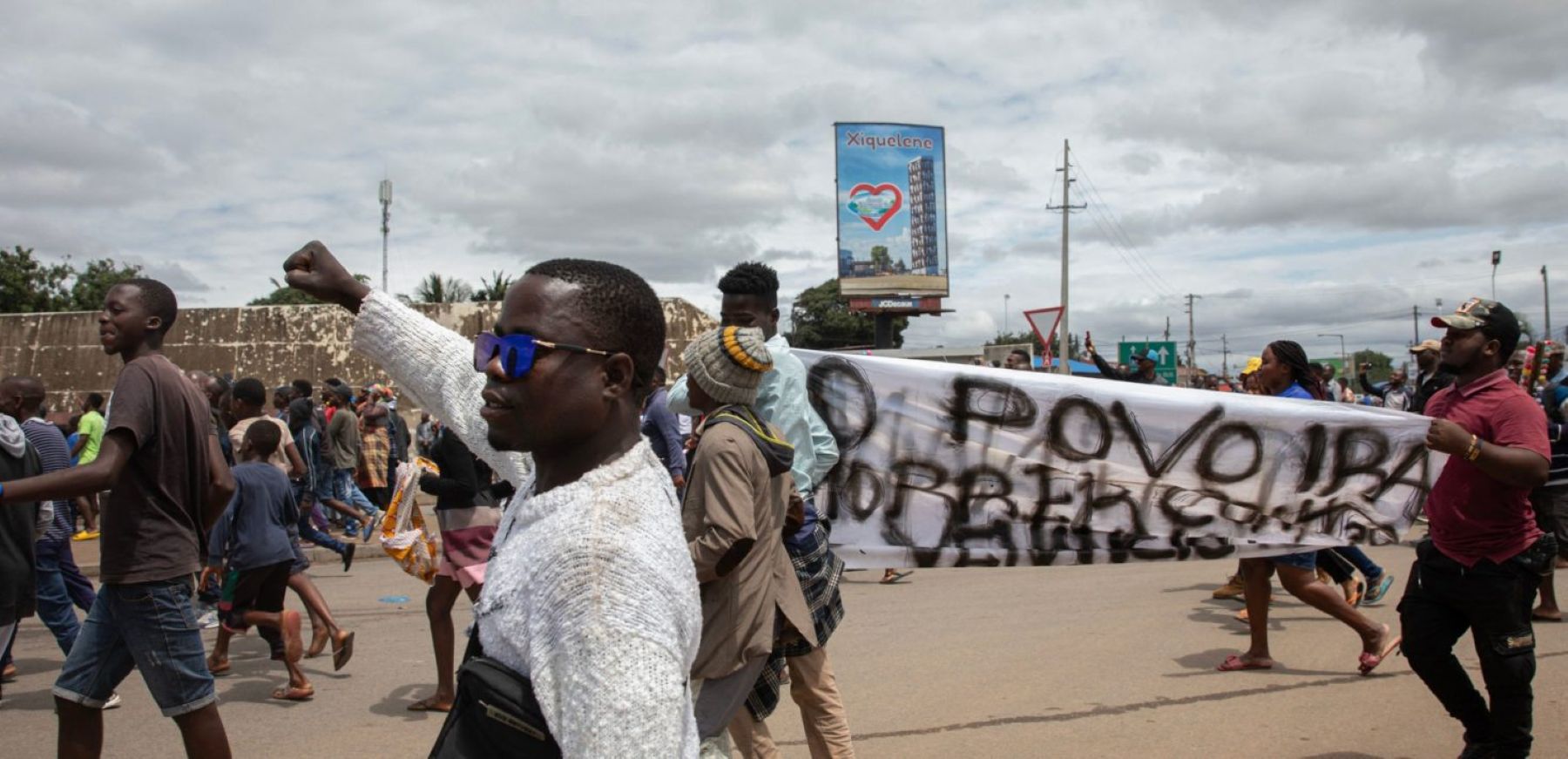 Supporters of the National Resistance of Mozambique (RENAMO) gather to protest the results of the local elections in Maputo on October 17, 2023.Photo by ALFREDO ZUNIGA/AFP via Getty Images.