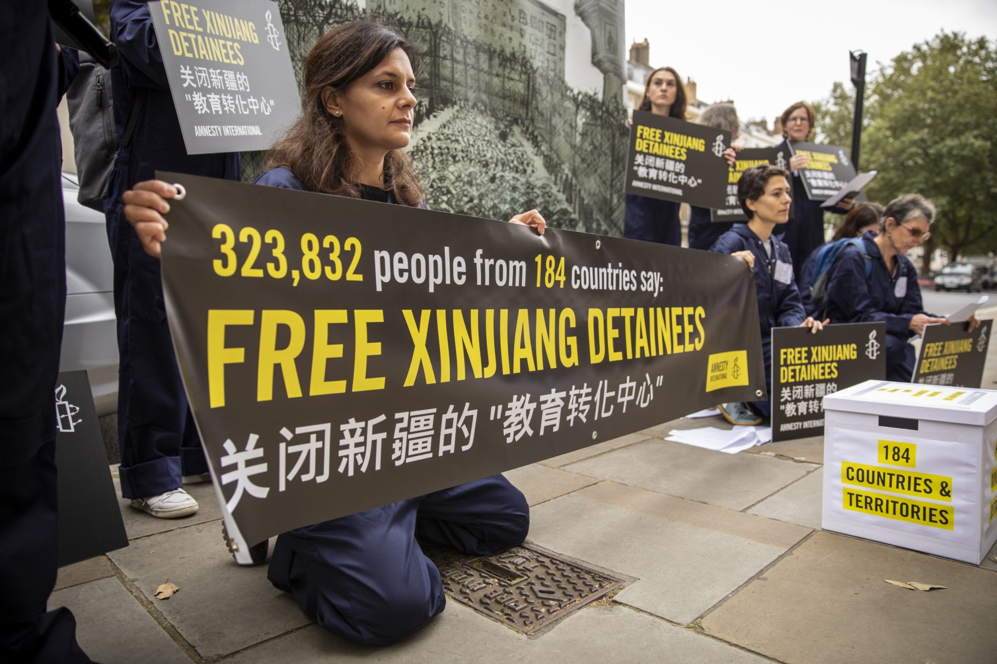 Protesting the Chinese government’s human rights violations against Uyghurs.