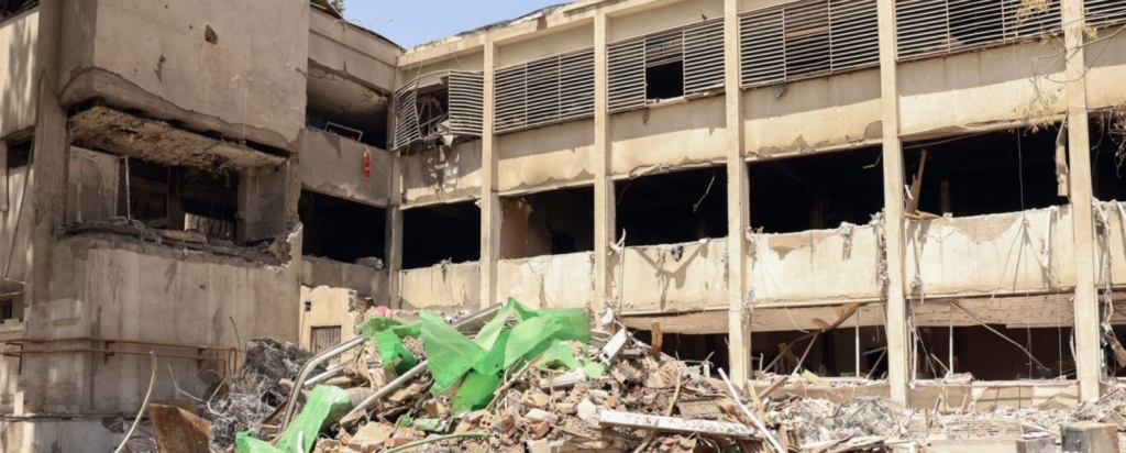 The destruction at Evin prison's after Israeli air strikes the previous month, in Tehran, on July 1, 2025. Photo by AFP via Getty Images.