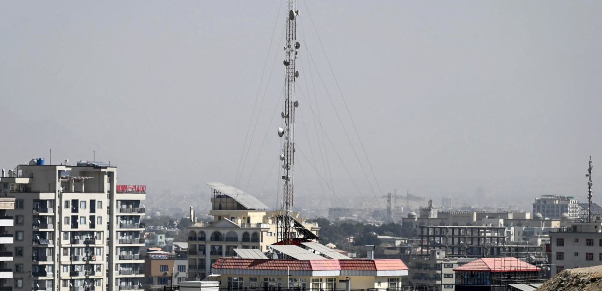 A general view shows a telecommunications antenna amid a nationwide telecom outage in Kabul on September 30, 2025. Photo by WAKIL KOHSAR/AFP via Getty Images.
