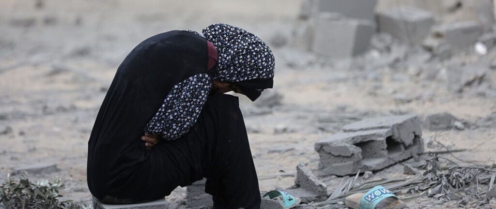 A view from the area following the house belonging to the Duafi family on Yarmouk Street in the Nefaq neighborhood of Gaza City, Gaza sustained heavy damage in an early morning attack by the Israeli army on September 7, 2025. Photo by Khames Alrefi/Anadolu via Getty Images.