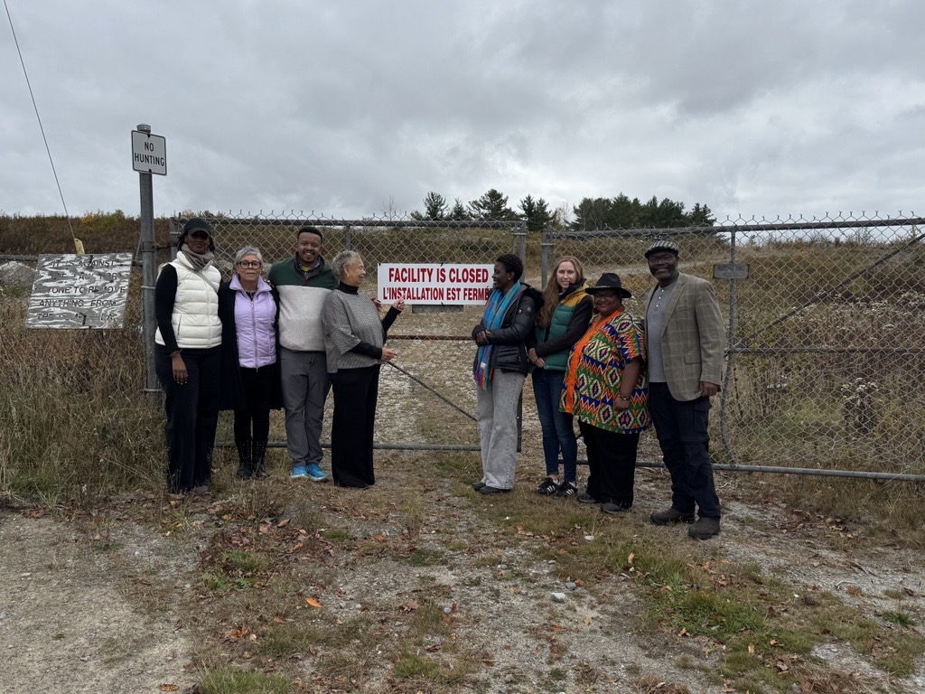 Photo: Amnesty International team with local leaders visiting the dump site situated in Shelburne near black communities' settlement with historically high rates of cancer  
