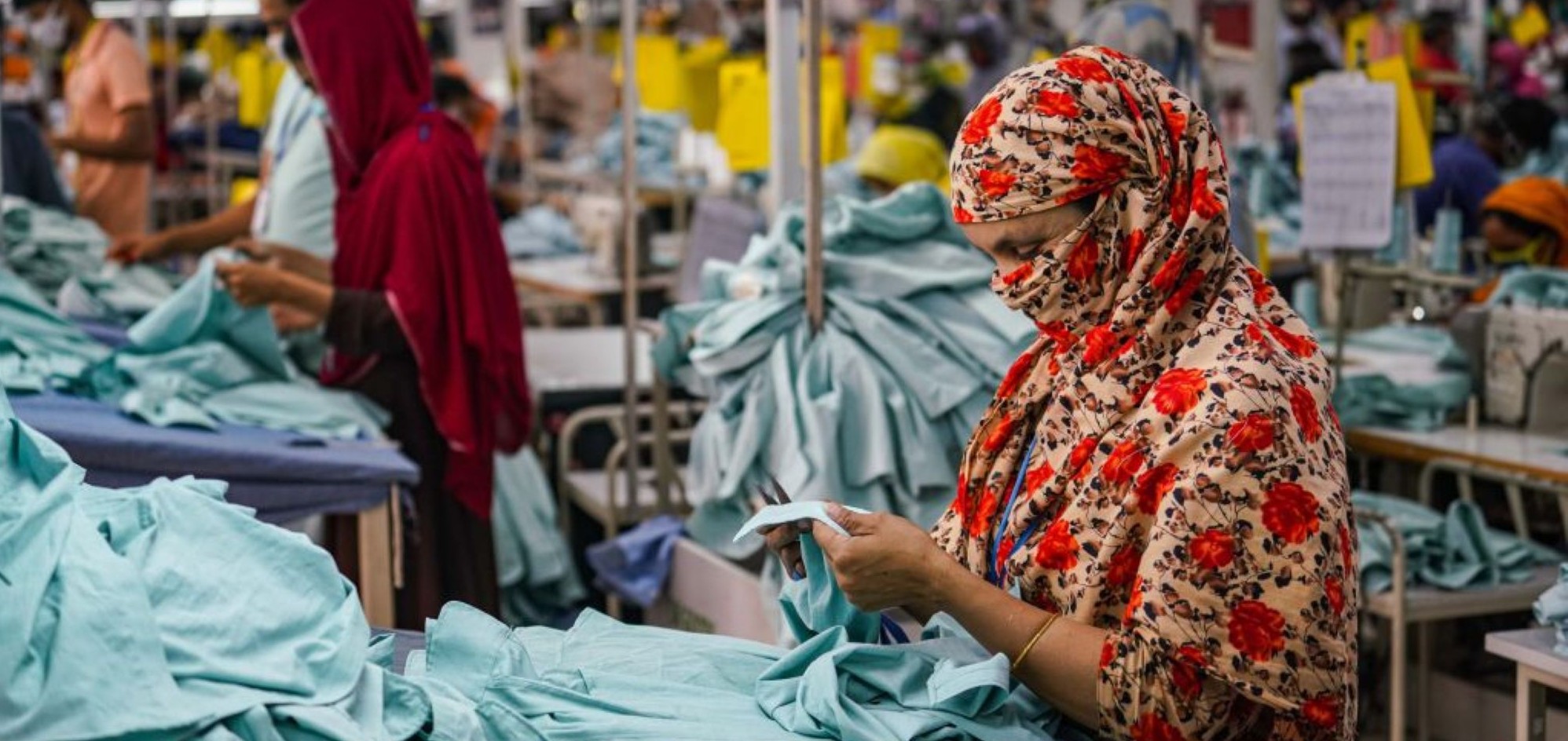 GAZIPUR, BANGLADESH - 2021/05/02: Garment workers work at the MG Niche Stitch Limited factory in Gazipur. (Photo by Zabed Hasnain Chowdhury/SOPA Images/LightRocket via Getty Images)
